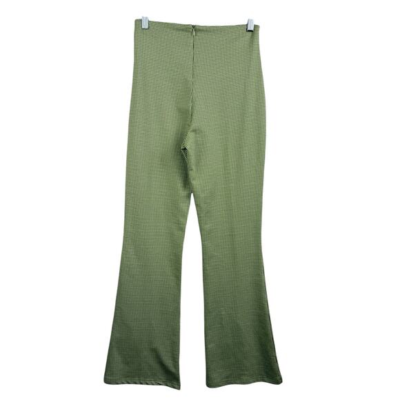 NWOT Gingham Plaid Green White Le Lis Flare Leg Pants Small High Waisted Preppy - Picture 6 of 11